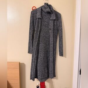 Vintage 90s Gray Knit Long Sleeve Dress + Cardigan